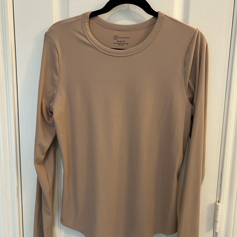 No Boundaries Tan Fitted Long Sleeve T-Shirt